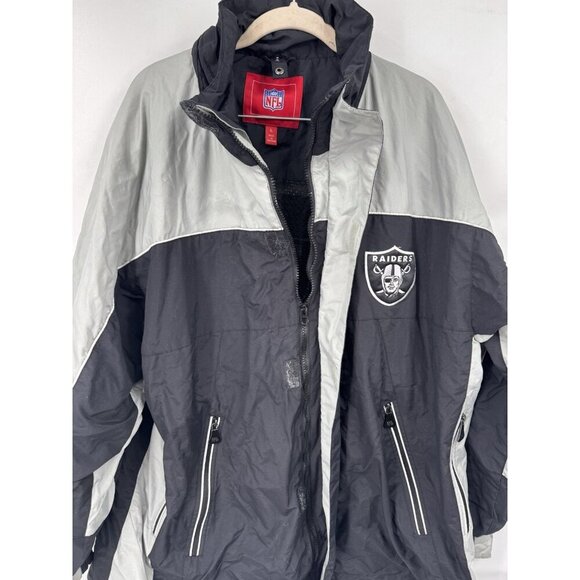 NFL Raiders Team Sports Nylon Jacket Men Large Gray Fan Merch Sportswear - Picture 8 of 11